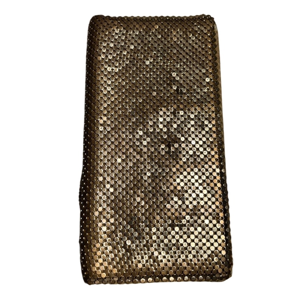 Vintage Whiting and Davis Gold Metal Mesh Checkbook Cover Designer Wallet Glam